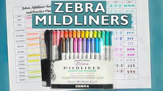 All the Zebra Mildliner Highlighters Swatches Color Order and Lettering Practice [upl. by Anaela]