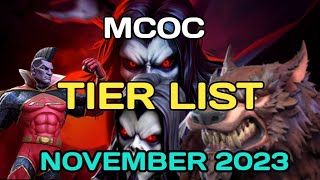 MCOC Tier List November 2023  Marvel Contest of Champions  Best Champions [upl. by Nej]