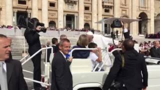 Karl rides with Pope Francis in popemobile [upl. by Analrahc]