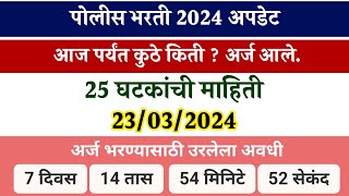 पोलीस भरती 2024 अपडेट आज पर्यंत कुठे किती  अर्ज आले 23032024  Police bharti 2024 total form [upl. by Buyer909]