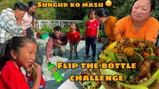 MOMMY MASU KHANA NAPAYERA SAD 😂 FLIP THE BOTTLE CHALLENGE WITH SUNGUR KO MASU 👀 EPIC VAYO 🫶 [upl. by Aratehs]