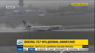 Boeing 767 Emergency Landing Warsaw 01112011 [upl. by Anaud]