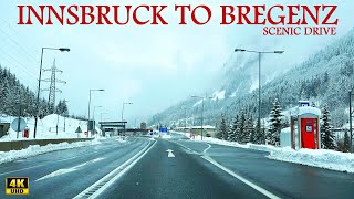 Scenic Drive Innsbruck to Bregenz Austria  4K UHD  Drive through Beautiful Alps [upl. by Yttocs829]