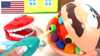 Play doh Dentist Learn to Brush Your Teeth 🇺🇸 Fun Videos for Kids [upl. by Belinda]