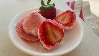 How to make Mochi  Strawberry Mochi  Ichigo Daifuku  Simple version [upl. by Notrab]