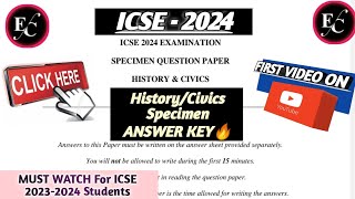 ICSE 10 2024 History Civics Specimen Paper Solution  MCQs [upl. by Anesor]