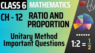 Unitary Method Important Questions  Ratio And Proportion  CLASS 6 MATHS CHAPTER 12 [upl. by Jerri]