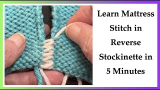 Learn Mattress Stitch in Reverse Stockinette in 5 Minutes Seaming Rev St st [upl. by Mloclam]