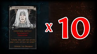 Opening 10 Sets of Love Through Ice Unnatural Instinct Card  Path of Exile 323 [upl. by Hild]