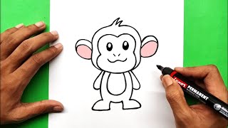 How to draw a monkey stepbystep tutorial  easy draw monkey for beginners [upl. by Hindu]