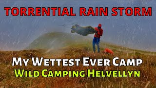 TORRENTIAL HEAVY RAIN WILD CAMPING in a STORM Helvellyn Lake District UK Abisko Lite 1 Tent Test [upl. by Akienom702]