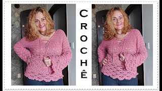 Blusa Netuno Rosê renatavieiracroche Croche fácil com passo a passo [upl. by Rehpotisrhc]