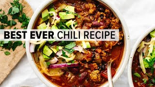 BEST EVER CHILI RECIPE  an easy beef chili bursting with flavor [upl. by Ecnerolf]