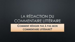 REDIGER UN COMMENTAIRE LITTERAIRE [upl. by Eiddam]