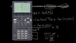 Worked example Using the firstorder integrated rate law and halflife equations  Khan Academy [upl. by Cheke]