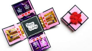 DIY Greeting Cards for Birthday  Chocolate explosion box tutorial  How to make Explosion Box [upl. by Johnathan]