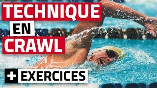 TRAVAIL TECHNIQUE EN CRAWL pour NAGER LE CRAWL PLUS VITE  7 exercices de natation [upl. by Yesllek]