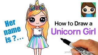 How to Draw a Unicorn Cute Girl Easy [upl. by Rosalinde]