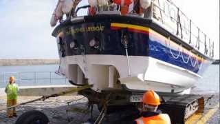 The Anstruther Lifeboat being pulled back up its slipway and onto the launch trailer [upl. by Anuahc734]