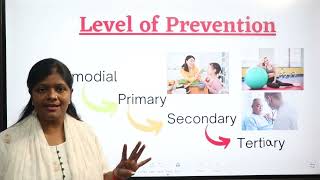 What is Level of Prevention in hindi  Primordial Primary Secondary Tertiary by Ranjana rock [upl. by Adnirim]