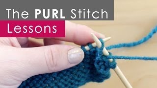 How to Knit the PURL Stitch Knitting Lessons for Beginners [upl. by Anirtruc]