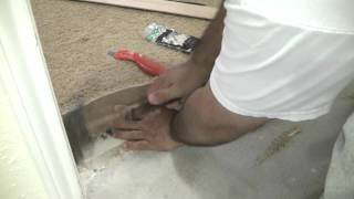 Installation of a flooring transition strip on concrete [upl. by Notnroht459]