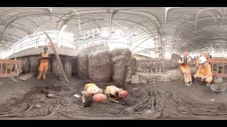 Crossrail archaeology 360° video of suspected 1665 plague pit uncovered at Liverpool Street [upl. by Refinnej]