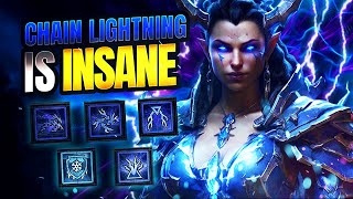 The NEW BEST Sorcerer Levelling Build  Chain Lightning Got BUFFED Lvl 150  Diablo 4 Season 5 [upl. by Ahsinej]