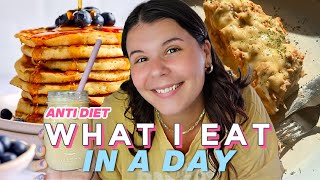 ANTI DIET WHAT I EAT IN A DAY  BLUEBERRY PANCAKE RECIPE GROCERY HAUL  MORE [upl. by Mingche]