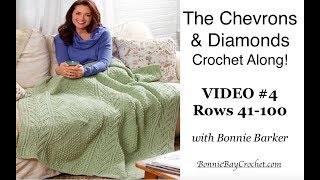 Chevrons amp Diamonds Throw Crochet Along VIDEO 4 Rows 41100 For Right amp LeftHanders [upl. by Drofla922]