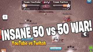 THIS 50 vs 50 YOUTUBE VS TWITCH VIEWER WAR WAS INSANE  Clash of Clans [upl. by Claretta999]