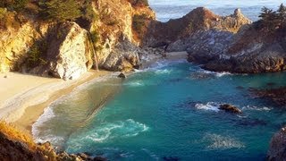 ♥♥ Relaxing 3 Hour Video of a Waterfall on an Ocean Beach at Sunset [upl. by Keare]