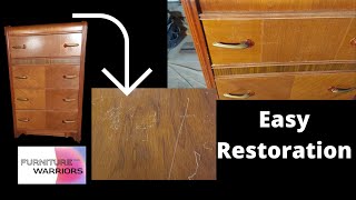 Easy Restoration of an Art Deco Waterfall Dresser  Vintage Furniture Restoration [upl. by Nirrek468]