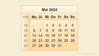 Kalender Mai 2024 [upl. by Yoshi801]