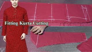 Fitting Kurta Cutting Easy method Gents kurta cutting Jubba kurta cutting Raj tailors  बारिकी से [upl. by Sturges530]