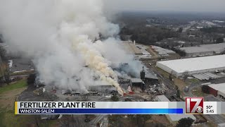 Crews from multiple fire departments battle blaze at WinstonSalem fertilizer plant [upl. by Joab]