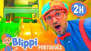 Blippi Brinca em um Parque Coberto  2 HORAS DO BLIPPI  Vídeos Educativos para Crianças [upl. by Rebeh867]