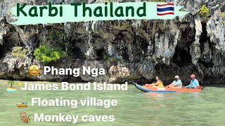 Thailand tour  James Bond island Monkey caves Floating village Phang Nga Bay  Best placeKrabi [upl. by Kahle894]