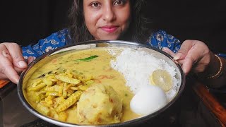 Eating Show  Rice Dal Aloo ChokhaBhorta Boiled Egg Aloo Kudri VajaComfort Foodhomemadefood [upl. by Llerrahs]