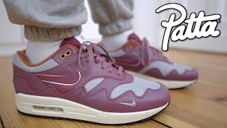 NIKE AIR MAX 1 PATTA WAVES RUSH MAROON REVIEW amp ON FEETWHY DID THEY CHANGE THIS [upl. by Asirram]