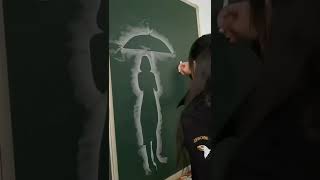 This girl uses CHALK to create UNBELIEVABLE Art shorts [upl. by Ronnie]