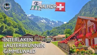 DRIVING IN SWITZERLAND 🇨🇭 Interlaken Lauterbrunnen Gimmelwald  Amazing Alps Road Trip 4K HDR [upl. by Siulesoj]