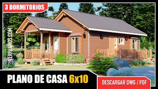 ✅ Planos de Casa de Campo 3 Dormitorios 🏡 DWG  PDF [upl. by Ynnavoig]