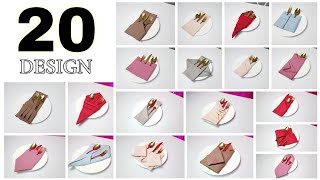 20 POCKET DESIGN NAPKIN FOLDING SILVERWARE [upl. by Rowan247]