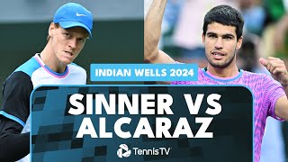 THRILLING Jannik Sinner vs Carlos Alcaraz Match  Indian Wells 2024 Highlights [upl. by Ahsele]