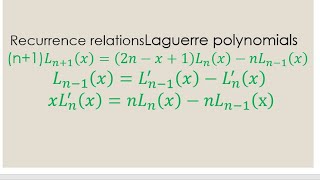 Recurrence relations of Laguerre polynomials [upl. by Talbert]