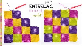 Entrelac en punto red para colchas de bebé tejido a crochet Tejiendo Perú [upl. by Maitland]