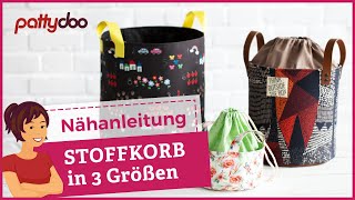 Nähanleitung Utensilo mit Tunnelzug  gratis Schnittmuster  Stoffkorb für Spielzeug oder Handarbeit [upl. by Neelrad73]