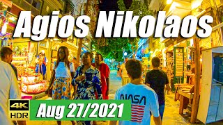 Agios Nikolaos Crete  Nightlife  Greece Walking Tour 4K UHD [upl. by Hayward154]