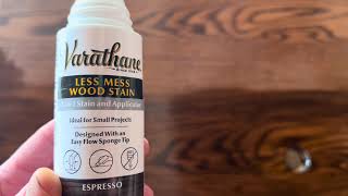 Staining wood desk with 2in1 Varathane sponge applicator stain review [upl. by Lig717]